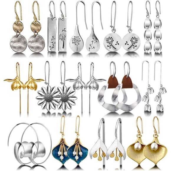 New 12 Pairs Teardrop Druse Crystal Drop Dangle Earrings for Women Girls… - Picture 1 of 4